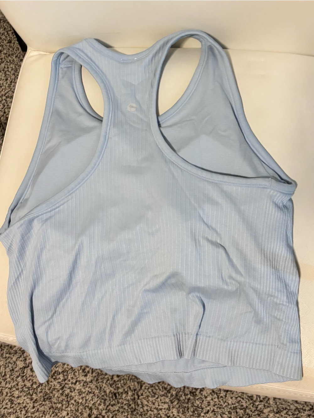 Light Blue Ribbed Racerback Crop Tank - Picture 2 of 3